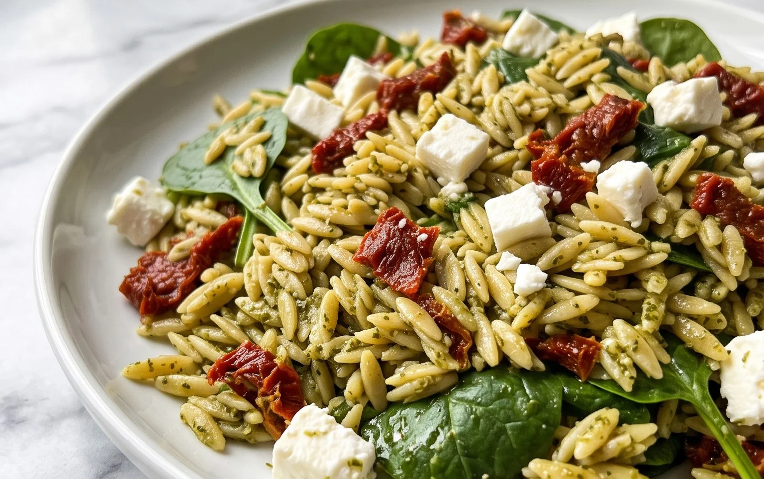 Sun Dried Tomato Orzo Pesto Salad