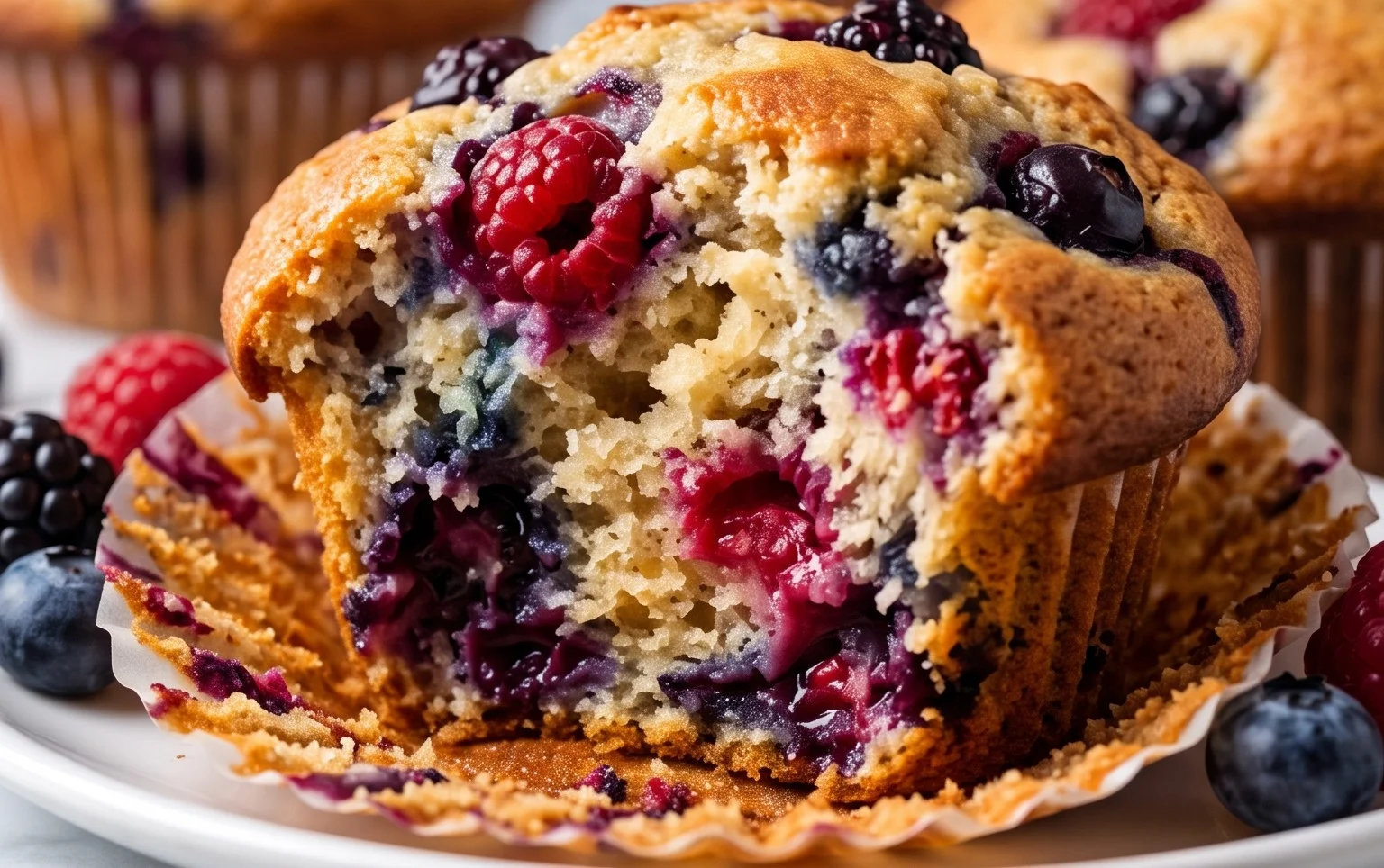 Bakery Style Mixed Berry Muffins | with Frozen Berries