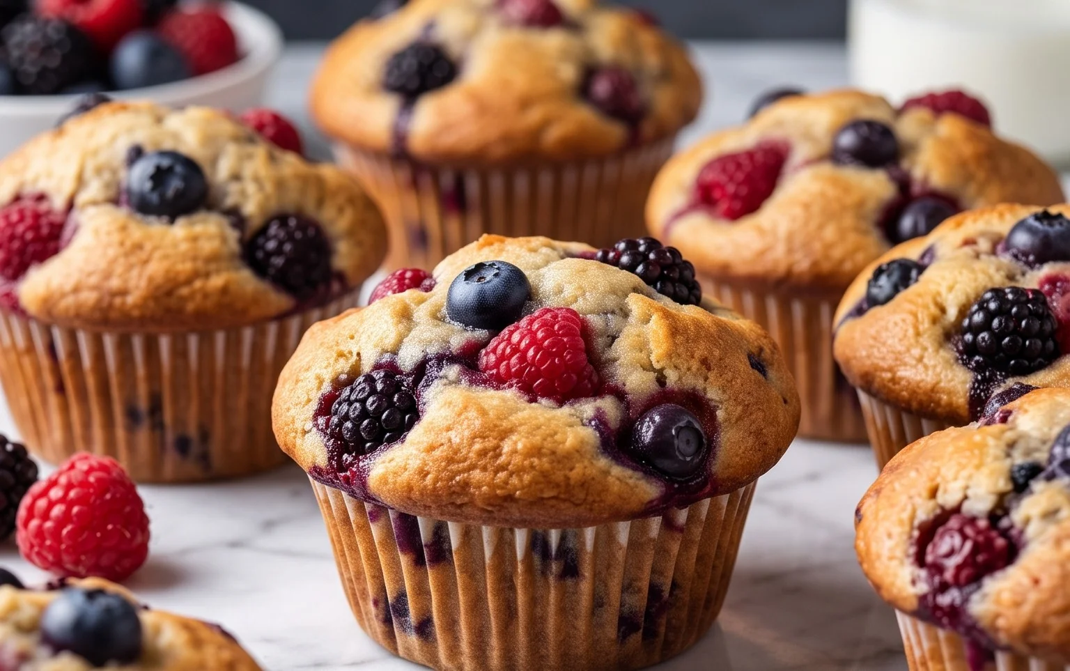 Bakery Style Mixed Berry Muffins | with Frozen Berries