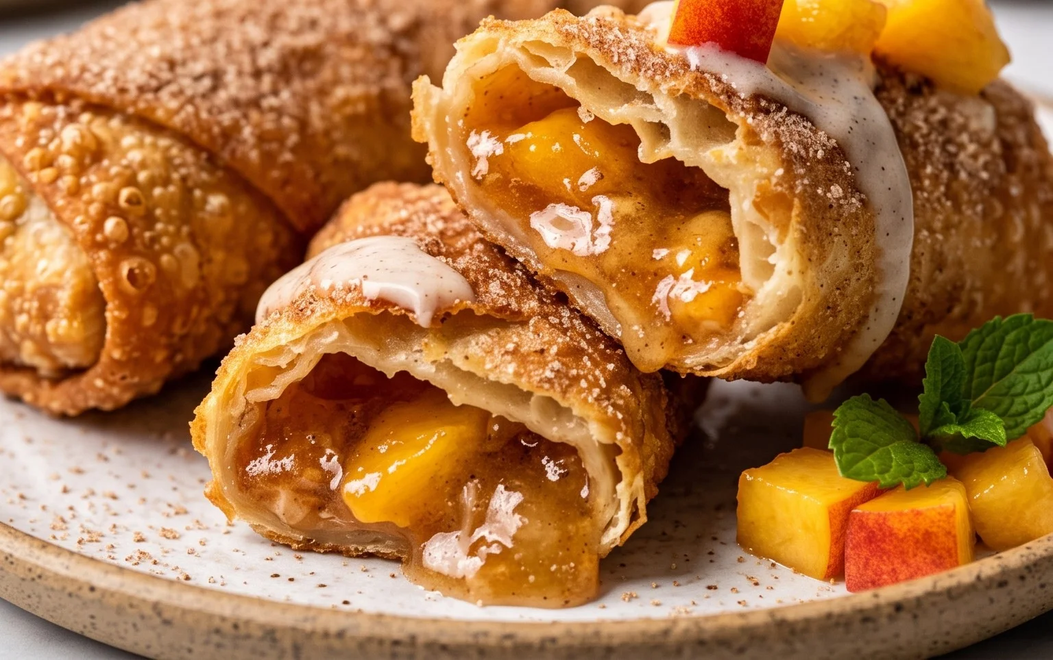 Peach Cobbler Egg Rolls
