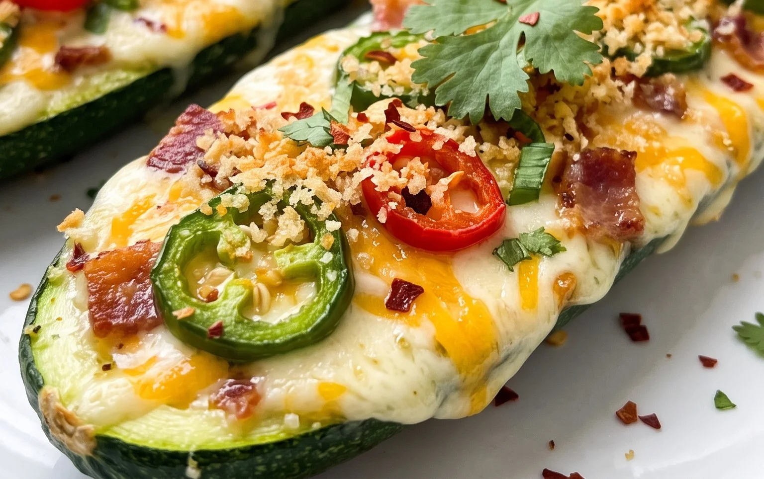 Jalapeno Popper Zucchini Boats