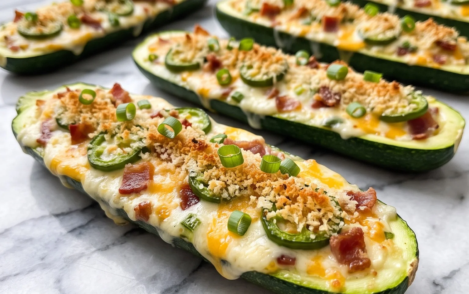 Jalapeno Popper Zucchini Boats