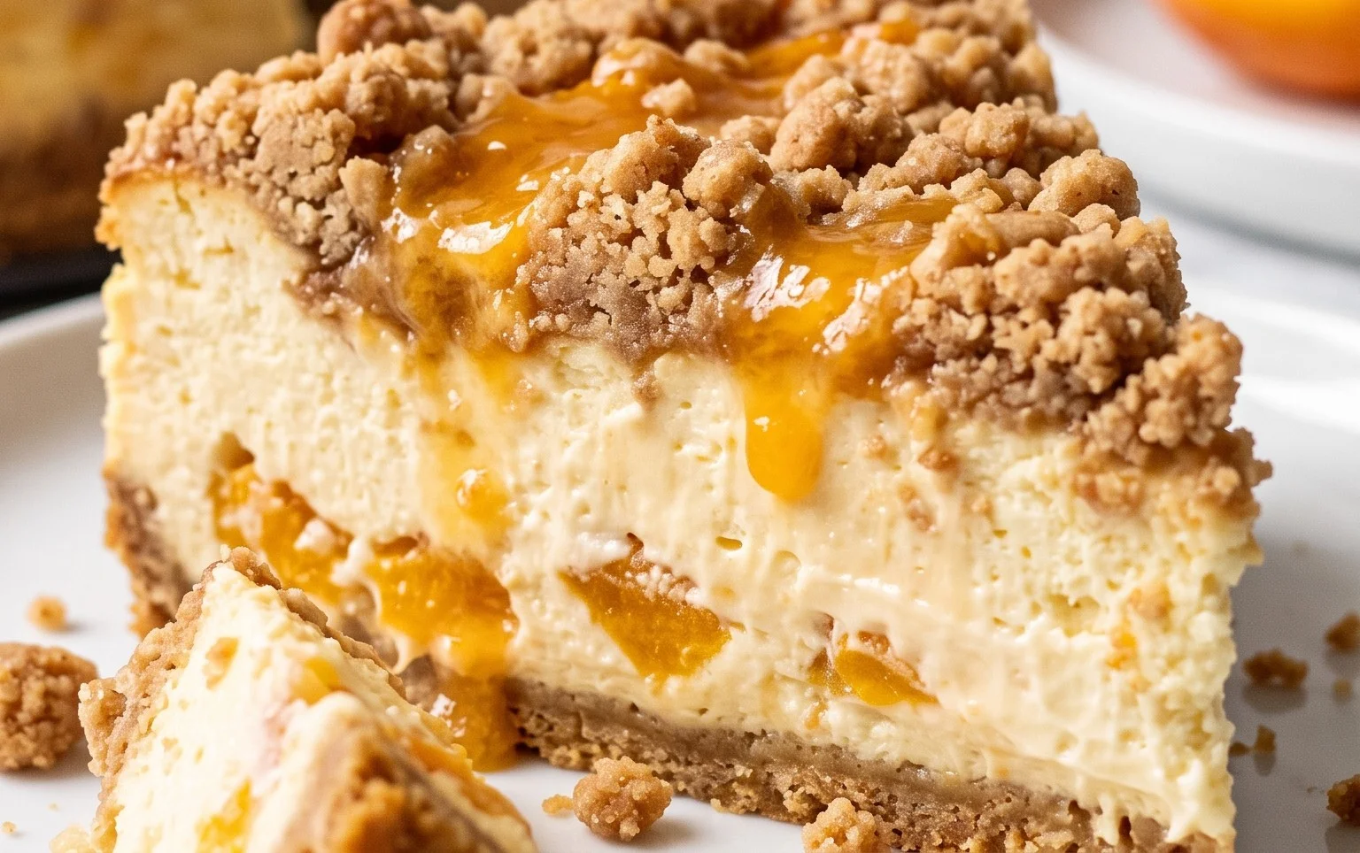 Peach Cream Cheese Cake with Streusel Topping