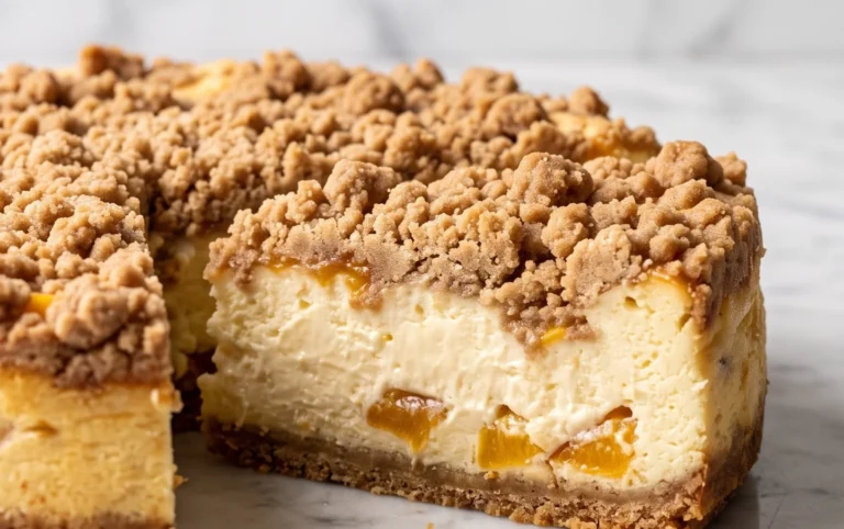 Peach Cream Cheese Cake with Streusel Topping