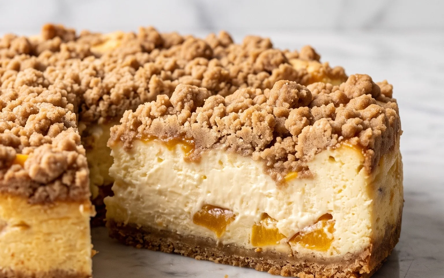 Peach Cream Cheese Cake with Streusel Topping