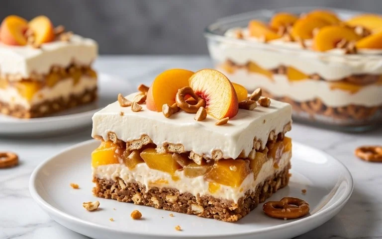 Peach Pretzel Salad Dessert