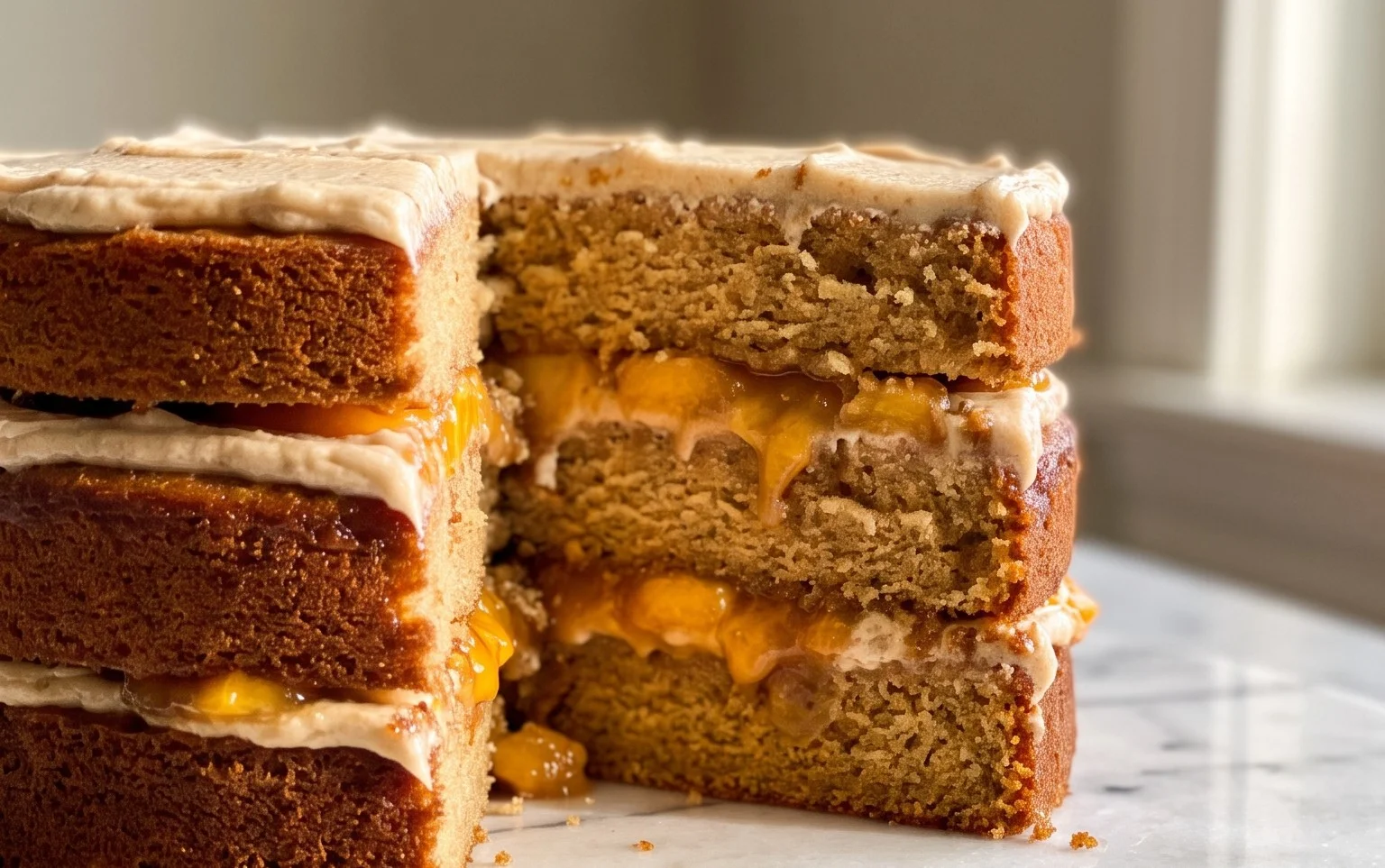 Brown Sugar Layer Cake with Peach Filling