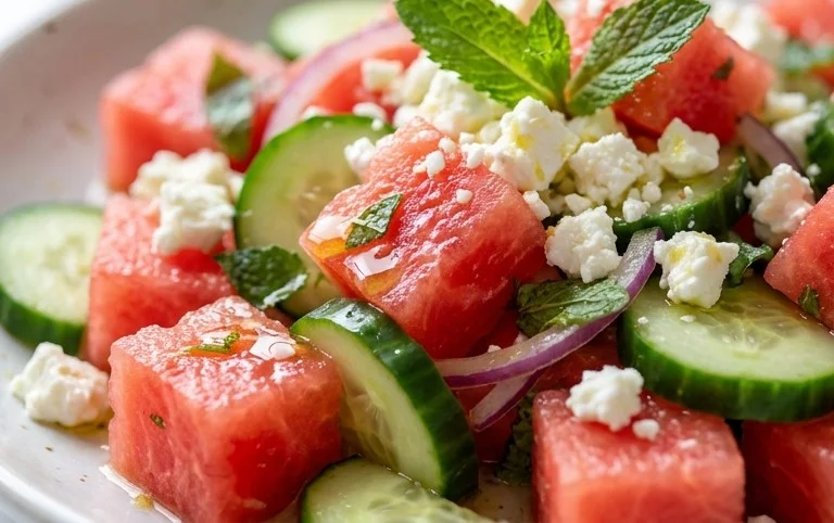 Watermelon Salad with Cucumber and Feta