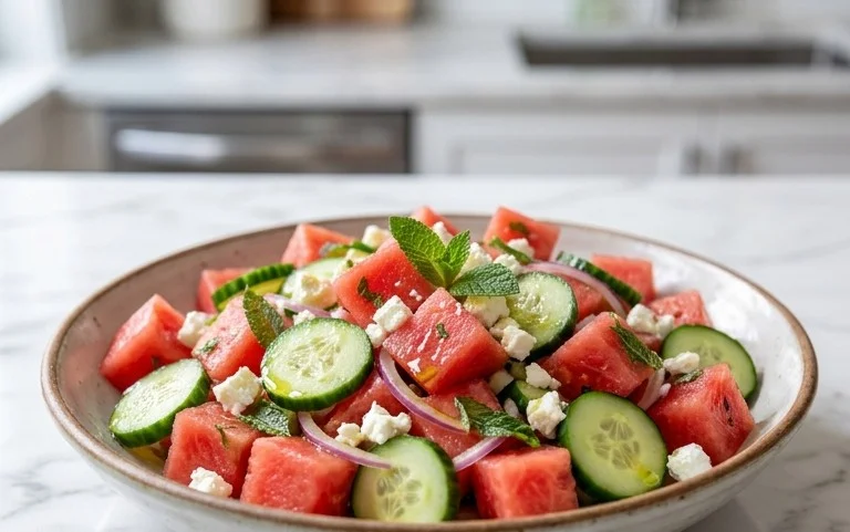 Watermelon Salad with Cucumber and Feta