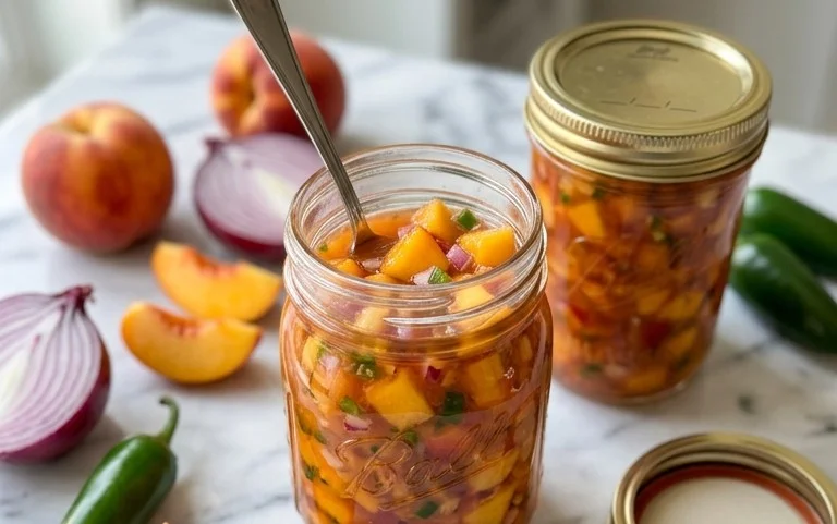 Sweet & Spicy Peach Salsa Canning Recipe