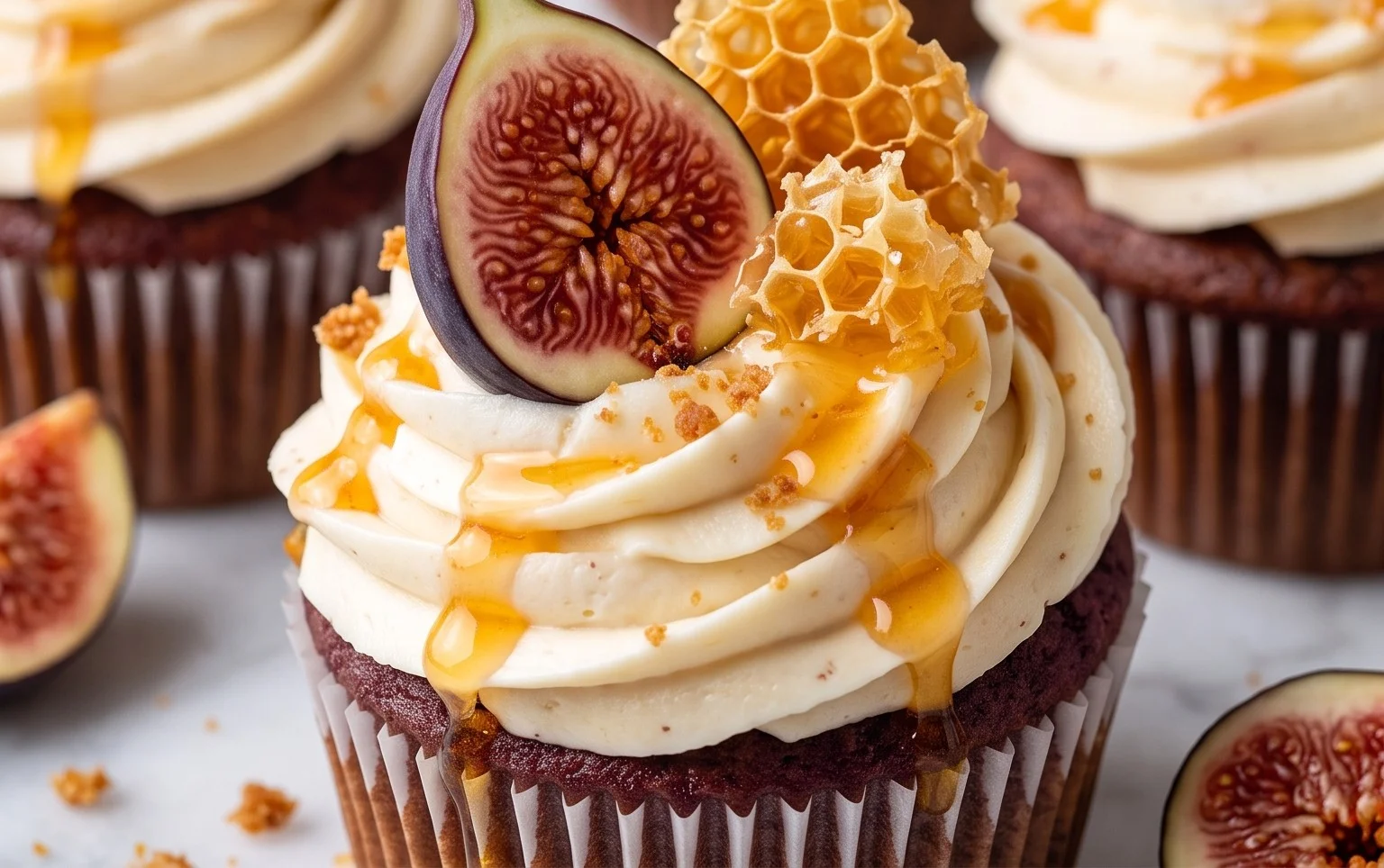 Fig Cupcakes with Honey Cream Cheese Frosting