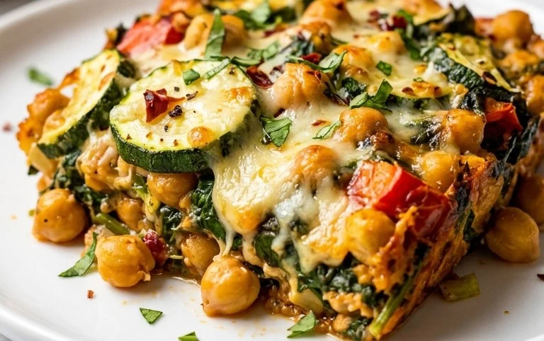 Spinach Zucchini Chickpea Bake
